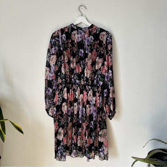 Massimo Dutti Long Sleeve Floral Pleated Dress Multicolor Size EU 36 US 4 - Picture 2 of 7
